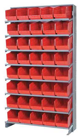 QUANTUM STORAGE SYSTEMS Steel Pick Rack, 36 in W x 64 in H x 12 in D, 8 Shelves, Red QPRS-202RD