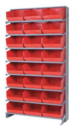 QUANTUM STORAGE SYSTEMS Steel Pick Rack, 36 in W x 64 in H x 12 in D, 8 Shelves, Red QPRS-209RD