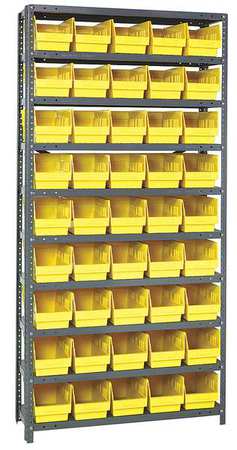 QUANTUM STORAGE SYSTEMS Steel Bin Shelving, 36 in W x 75 in H x 12 in D, 10 Shelves, Yellow 1275-202YL
