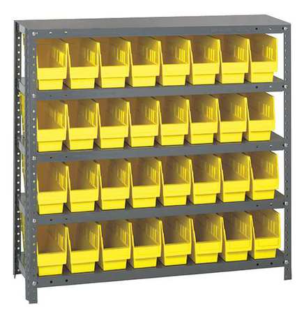 QUANTUM STORAGE SYSTEMS Steel Bin Shelving, 36 in W x 39 in H x 12 in D, 5 Shelves, Yellow 1239-201YL