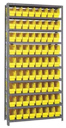 QUANTUM STORAGE SYSTEMS Steel Bin Shelving, 36 in W x 75 in H x 18 in D, 10 Shelves, Yellow 1875-203YL