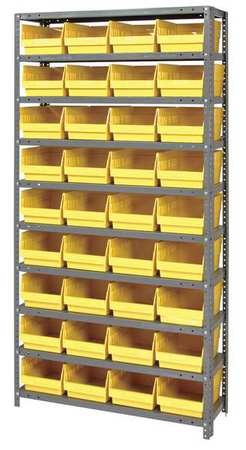 QUANTUM STORAGE SYSTEMS Steel Bin Shelving, 36 in W x 75 in H x 18 in D, 10 Shelves, Yellow 1875-208YL