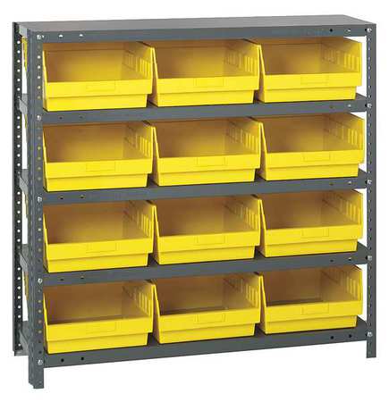 QUANTUM STORAGE SYSTEMS Steel Bin Shelving, 36 in W x 39 in H x 18 in D, 5 Shelves, Yellow 1839-210YL
