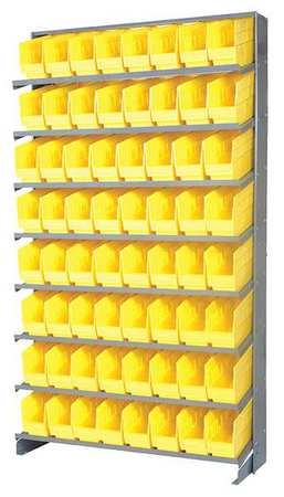 QUANTUM STORAGE SYSTEMS Steel Pick Rack, 36 in W x 64 in H x 12 in D, 8 Shelves, Yellow QPRS-201YL