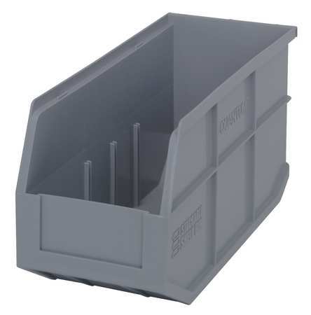 QUANTUM STORAGE SYSTEMS 55 lb Shelf Storage Bin, Polypropylene, 6 in W, 7 in H, Gray, 14 in L SSB441GY