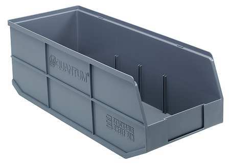 QUANTUM STORAGE SYSTEMS 70 lb Shelf Storage Bin, Polypropylene, 8 1/4 in W, 7 in H, Gray, 20 1/2 in L SSB483GY