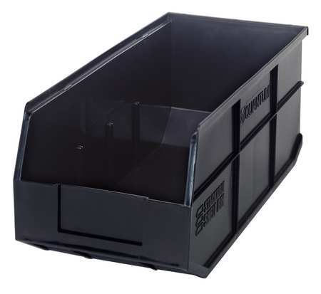 QUANTUM STORAGE SYSTEMS 70 lb Shelf Storage Bin, Polypropylene, 8 1/4 in W, 7 in H, 18 in L, Black SSB463BK