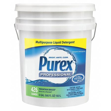 Purex High Efficiency Laundry Detergent, 5 gal Pail, Liquid, Mountain, Blue 06354