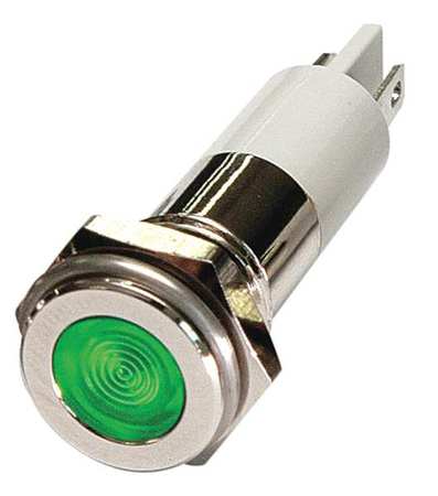 ZORO SELECT Flat Indicator Light, Green, 12VDC 24M095