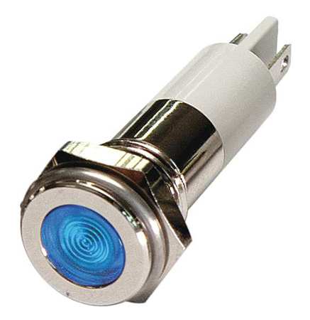 ZORO SELECT Flat Indicator Light, Blue, 12VDC, Size: 10mm Mounting dia 24M096