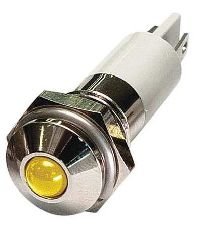 ZORO SELECT Round Indicator Light, Yellow, 12VDC, IP Rating: 40 24M076
