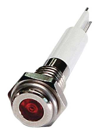 ZORO SELECT Flat Indicator Light, Red, 24VDC, Size: 6mm Mounting dia 24M037