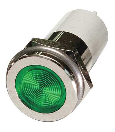ZORO SELECT Flat Indicator Light, Green, 12VDC 24M165