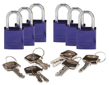 BRADY Lockout Padlock, KD, Purple, 1-7/16"H, PK6 133268