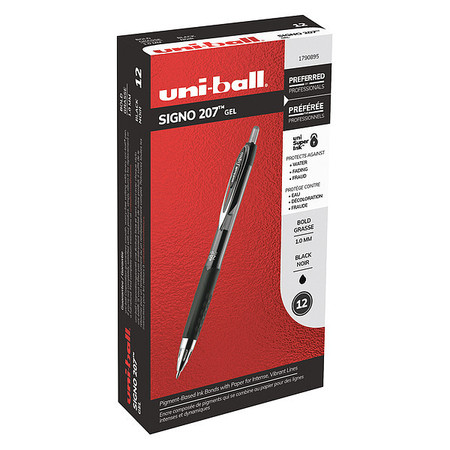 UNI-BALL Retractable Rollerball Gel Pen, 1.0 mm, Black PK12 1790895