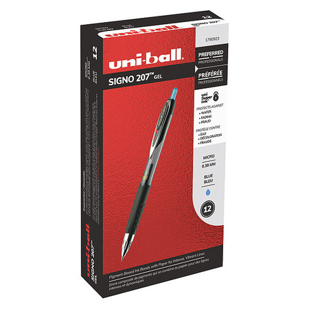 Uni-Ball Retractable Rollerball Gel Pen, Ultra Micro 0.38 mm, Blue PK12 1790923