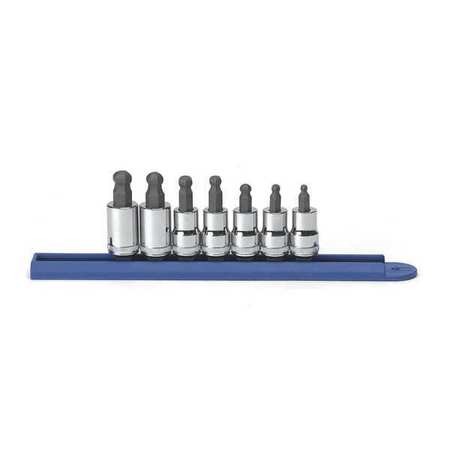 GEARWRENCH 7 Piece 3/8" Drive Ball End Hex Bit Metric Socket Set 80587