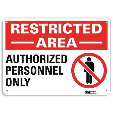 LYLE Restricted Area Sign, 10 in Height, 14 in Width, Aluminum, Horizontal Rectangle, English U1-1005-NA_14x10