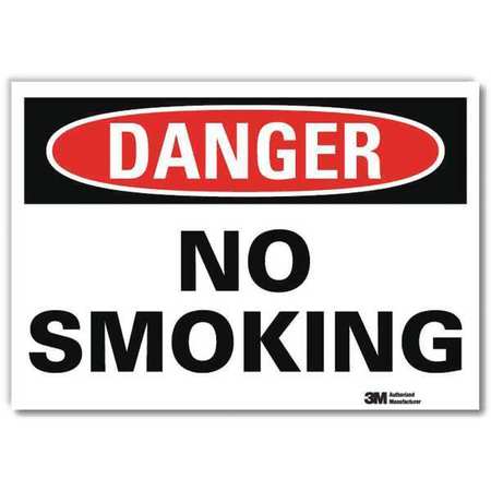 Lyle Danger No Smoking Sign, 5 in H, 7 in W, Reflective Sheeting, Horizontal Rectangle, U1-1025-RD_7X5 U1-1025-RD_7X5