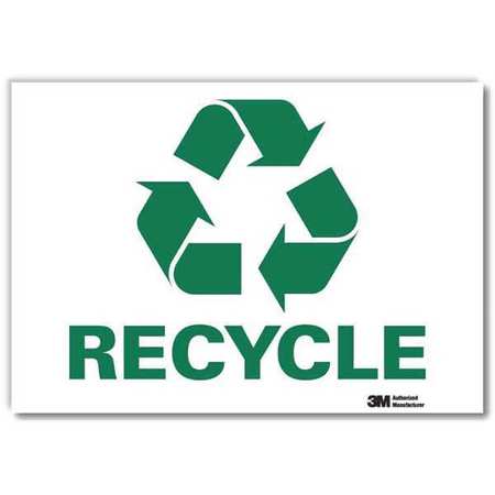 LYLE Recycling Sign, 5 in Height, 7 in Width, Reflective Sheeting, Horizontal Rectangle, English U1-1028-RD_7X5