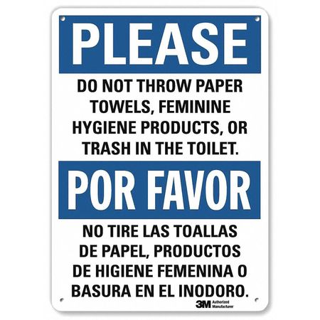 LYLE Notice Sign, 10 in Height, 7 in Width, Plastic, Horizontal Rectangle, English, Spanish U1-1049-NP_7X10