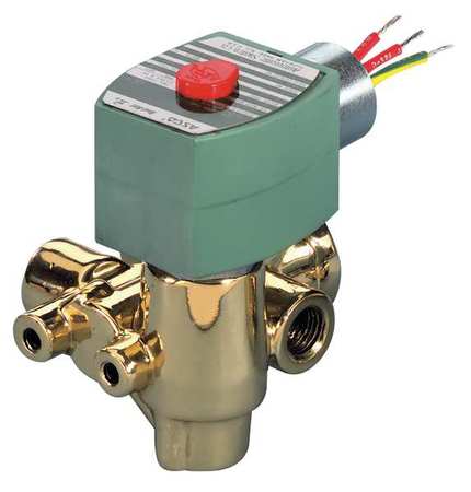 REDHAT 125V DC Brass Solenoid Valve, Normally Closed, 1/4 in Pipe Size EFHC8321G001125/DCDD