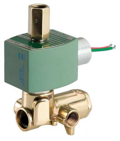 REDHAT 120V AC Brass Solenoid Valve with Manual Operator, 1/4 in Pipe Size EF8345G001MO120/60,110/50DA