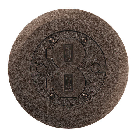 Hubbell Wiring Device-Kellems Round Cover/Flange Assembly, Screw Mount, Non-Metallic, 6.25 in Dia, Molded, Brown PFBCBRA