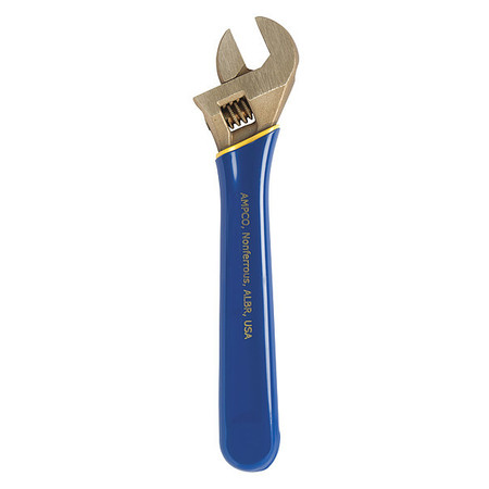 AMPCO SAFETY TOOLS Adj. Wrench, Ins., Nonspark, 8", 1-1/8" Cap. IW-71