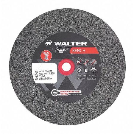 Walter Surface Technologies Grinding Wheel, T1 7"x1"x1" 36g Coarse 12E444