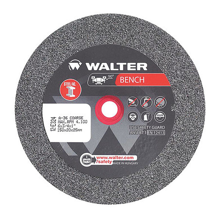 Walter Surface Technologies Grinding Wheel, T1 6"x3/4"x1" 36g Coarse 12E324