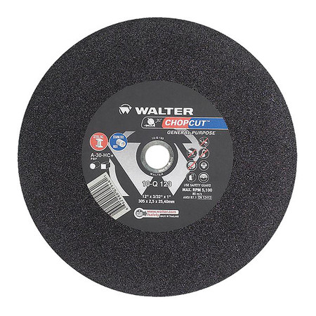 WALTER SURFACE TECHNOLOGIES Cutting/Chop Wheel, T1 12"x7/64"x1" 10Q123