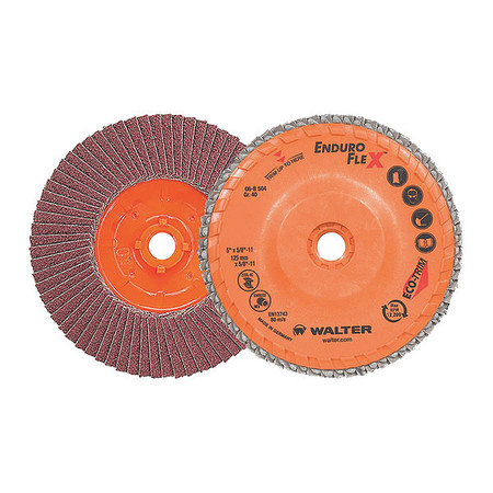 WALTER SURFACE TECHNOLOGIES Flap Disc Spin-On, 5"x5/8-11" 40GR 06B504