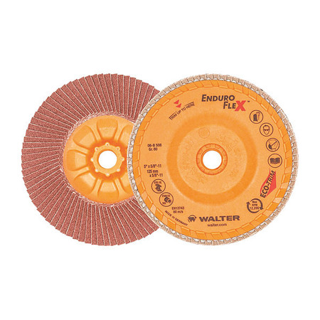 WALTER SURFACE TECHNOLOGIES Flap Disc Spin-On, 5"x5/8-11" 80GR 06B508