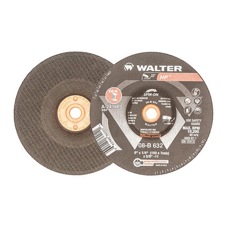 WALTER SURFACE TECHNOLOGIES Cut/grind Wheel, T27s Spin 6"x1/8" 08B632