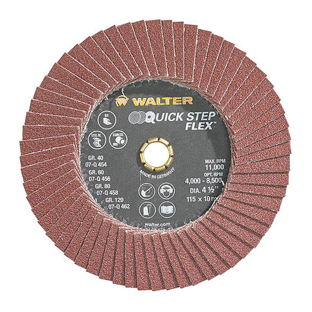 WALTER SURFACE TECHNOLOGIES Flexible Finish Flap Disc, 4.5" 80g 07Q458