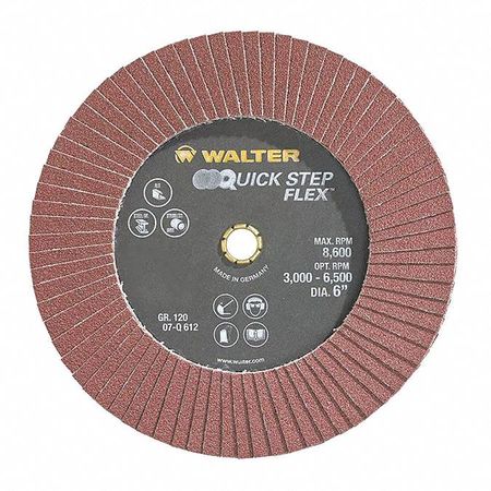 WALTER SURFACE TECHNOLOGIES Flexible Finish Flap Disc, 6" 120g 07Q612