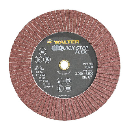 WALTER SURFACE TECHNOLOGIES Flexible Finish Flap Disc, 6" 80g 07Q608
