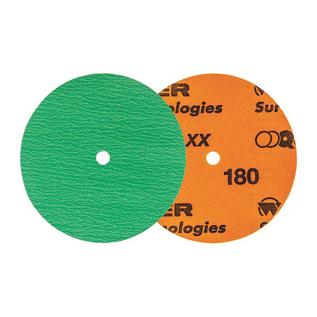 WALTER SURFACE TECHNOLOGIES Sanding Disc, Hook and Loop, 4.5", 180gr 15V418