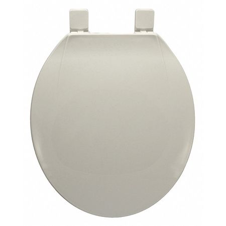 JONES STEPHENS Standard Plastic Seat, Wht, Rnd Close Frnt, With Cover, Round, White C803200