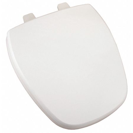 JONES STEPHENS Molded Wood Toilet Seat, Rnd Sq. Frnt, Wht, With Cover, MDF Wood, White C049WD00