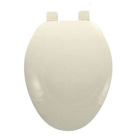 JONES STEPHENS Buildr Grd Plstc Toilet Seat, Bone, Elngtd, With Cover, Elongated, Bone C101101