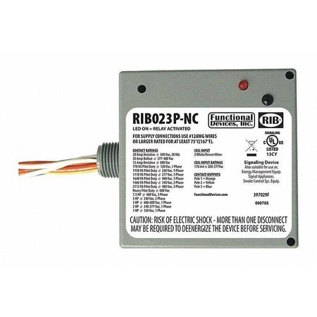 FUNCTIONAL DEVICES-RIB Enclosed Relay, 20A RIB023P-NC