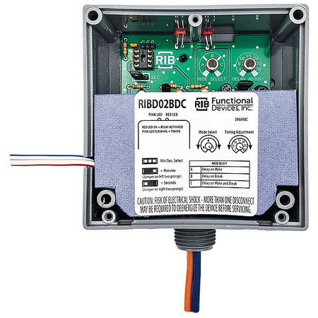 FUNCTIONAL DEVICES-RIB Enclosed Time Delay Relay, 20A, SPDT RIBD02BDC