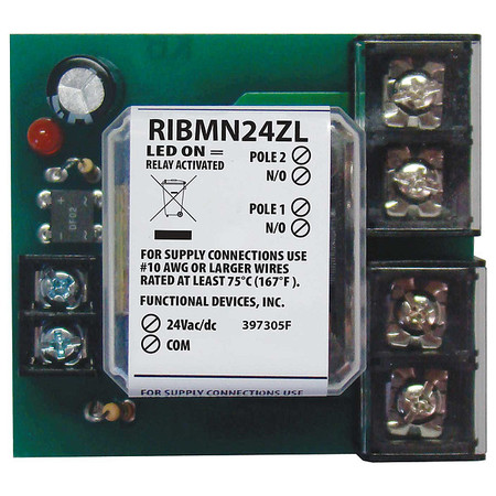 FUNCTIONAL DEVICES-RIB Track Mount Relay, 30A, DPST-N/O RIBMN24ZL