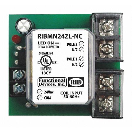 FUNCTIONAL DEVICES-RIB Track Mount Relay, 30A, DPST-N/C RIBMN24ZL-NC