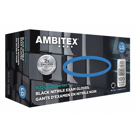 Ambitex Textured Gloves, Nitrile, L, 1000 PK, Black NLG720BLK