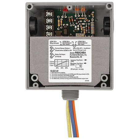 FUNCTIONAL DEVICES-RIB Enclosed Relay/Adj. Current Switch, 20A RIBX24BA
