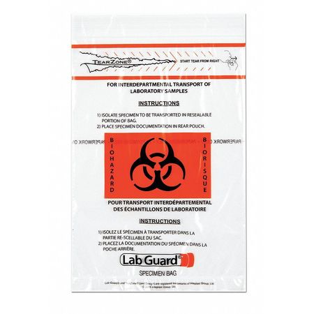 MEDEGEN MEDICAL PRODUCTS Specimen Trnsprt Bag, 6x9", Clear, PK1000 48-97