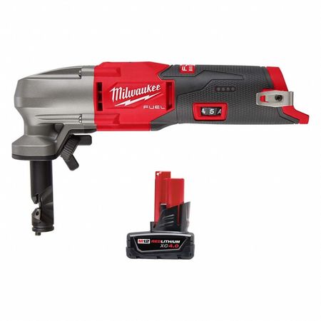 Milwaukee Tool Nibbler and Battery, 12V DC, 4.0Ah Battery 2476-20, 48-11-2440
